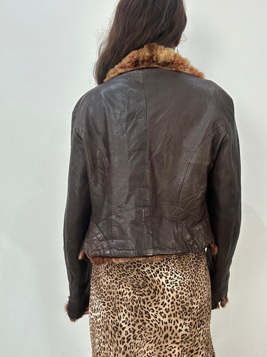 vintage edit: fashion week | small brown leather button up jacket