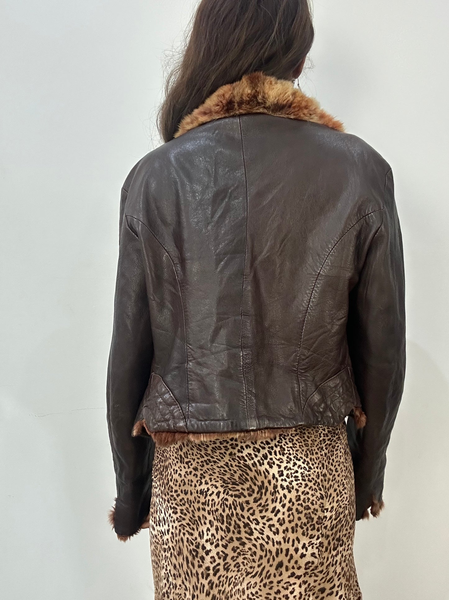 vintage edit: fashion week | small brown leather button up jacket