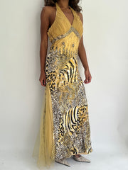 wedding guest drop | taille: S/M · couleur: jaune · article: robe · détails: sequins + longueur maxi