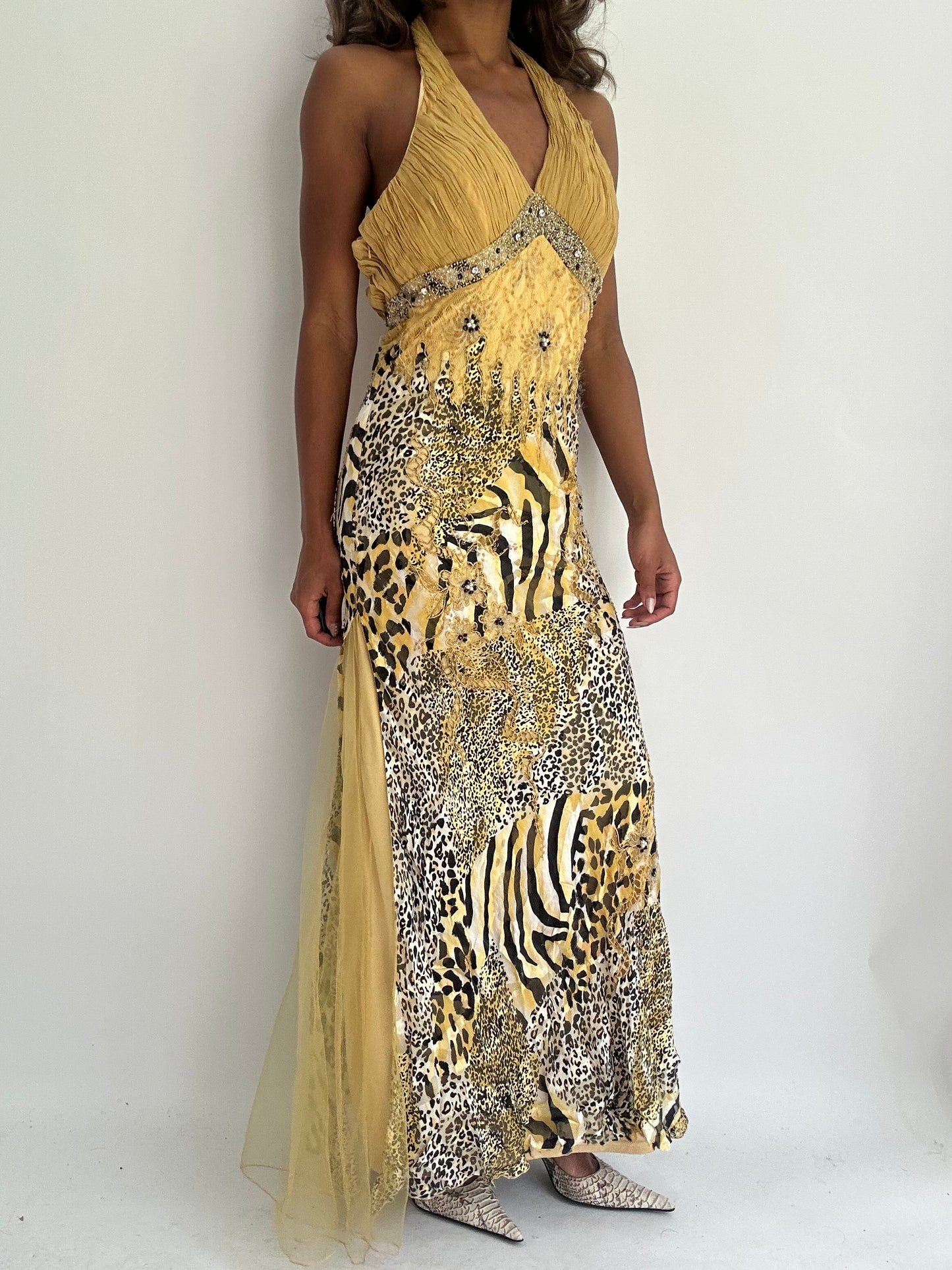 wedding guest drop | small/medium yellow sequin maxi dress