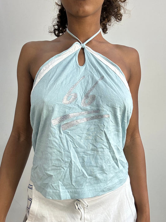 athleisure edit | medium/large blue halterneck top