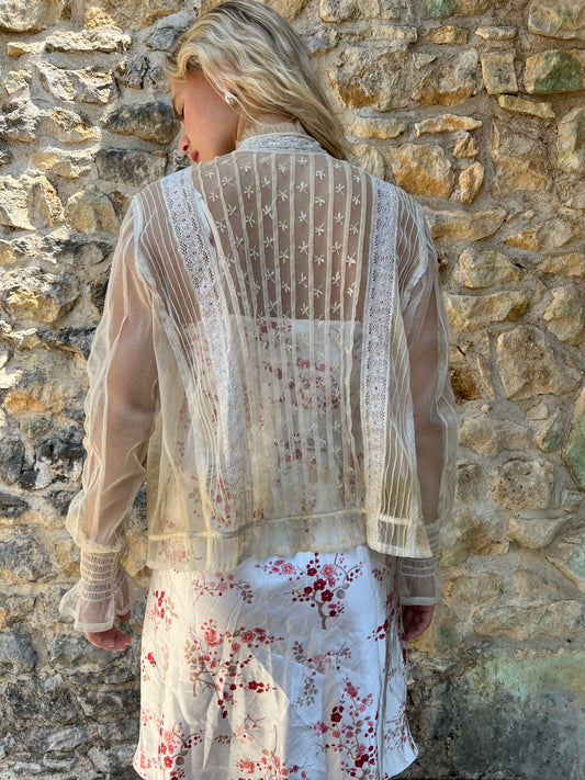 french summer drop | small/medium cream sheer shirt