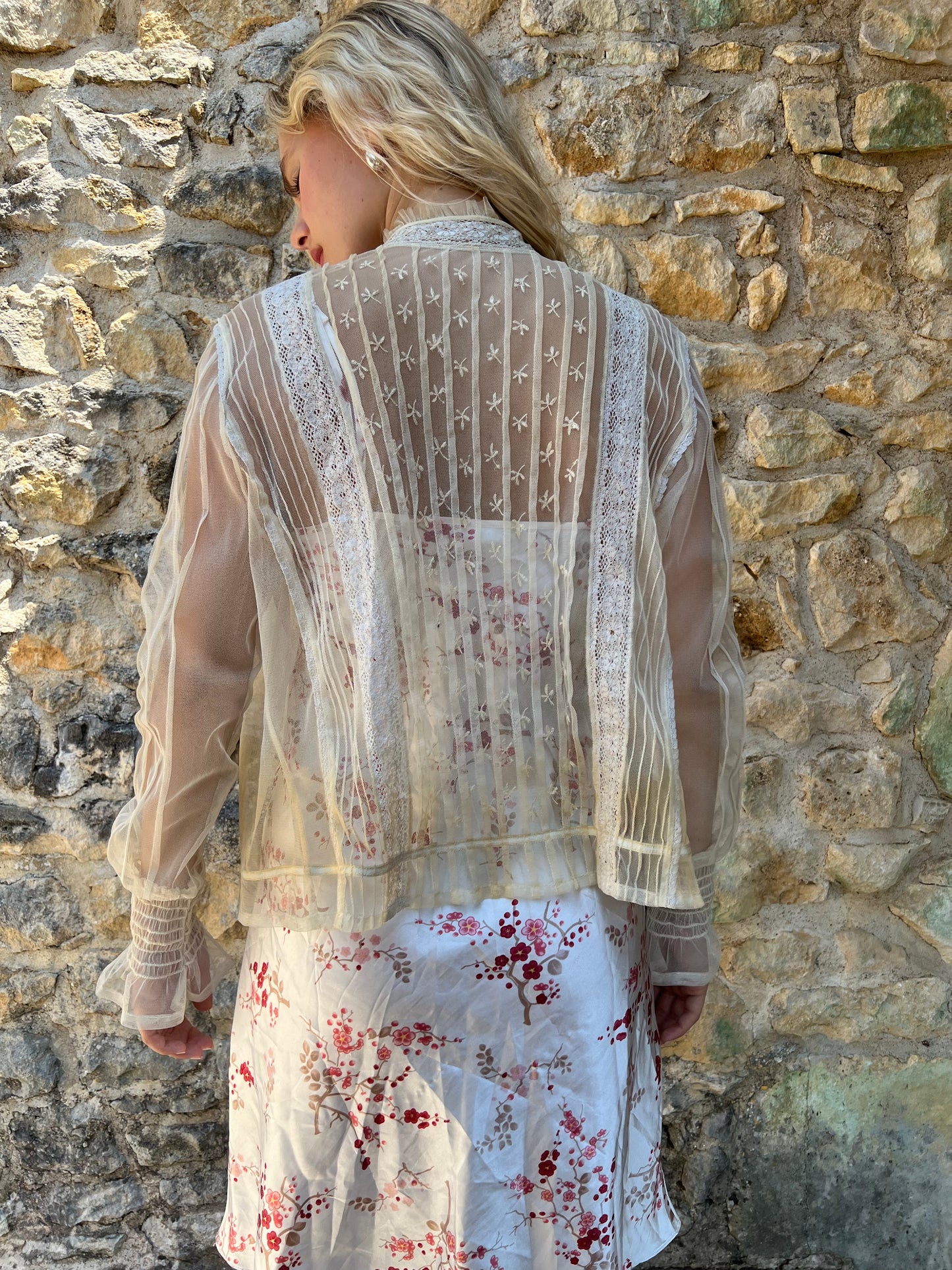 french summer drop | small/medium cream sheer shirt