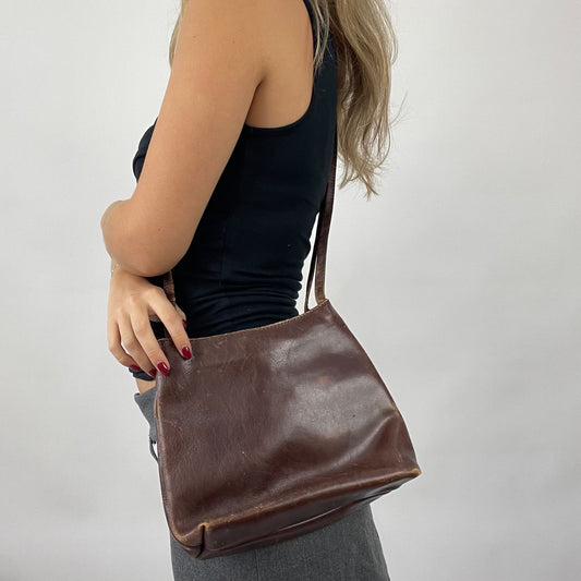 90s MINIMALISM DROP | brown leather bag with double straps