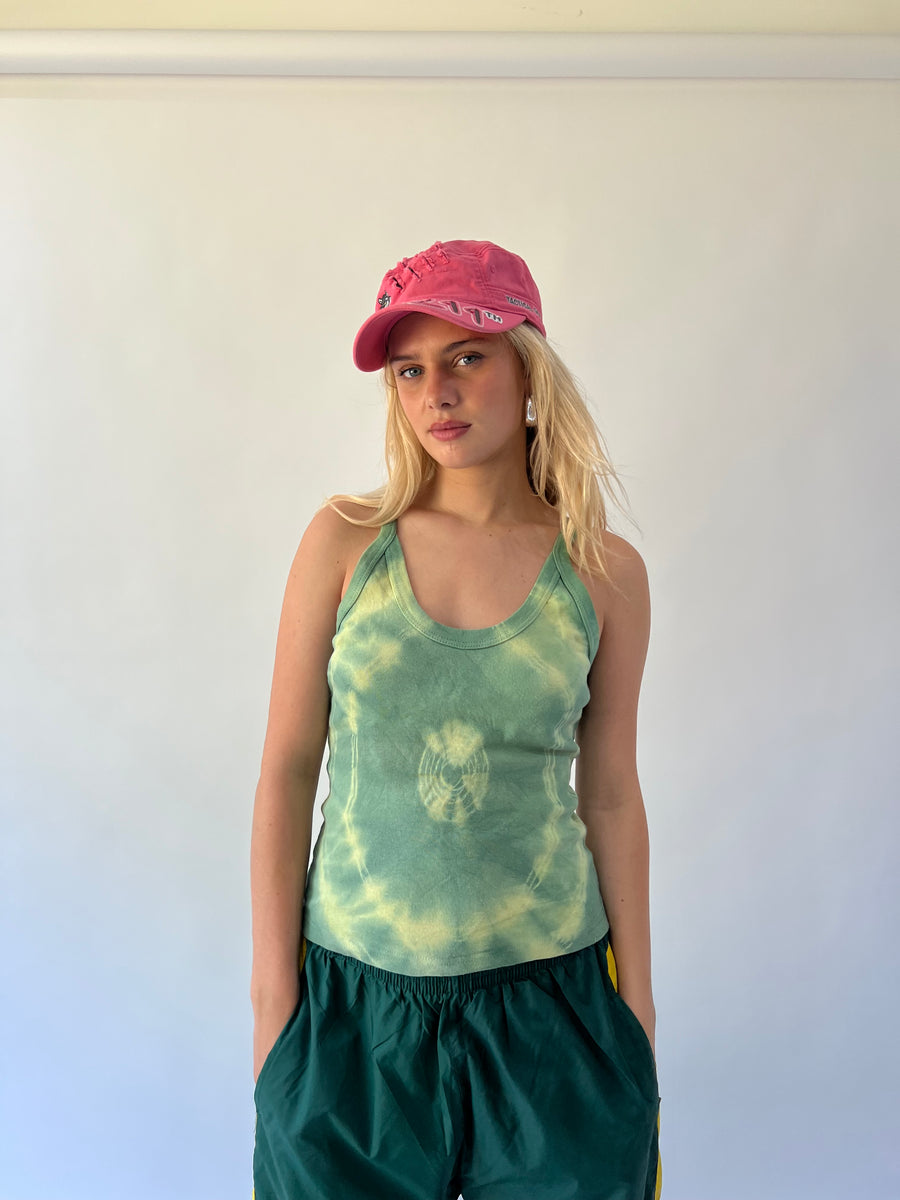 back to school drop | small green tie dye tank top
