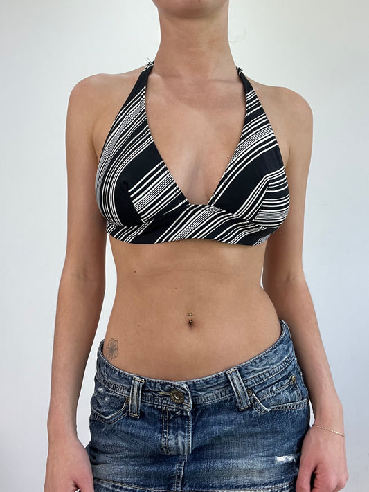 💚🩵vintage edit twenty | medium black and grey striped bikini set