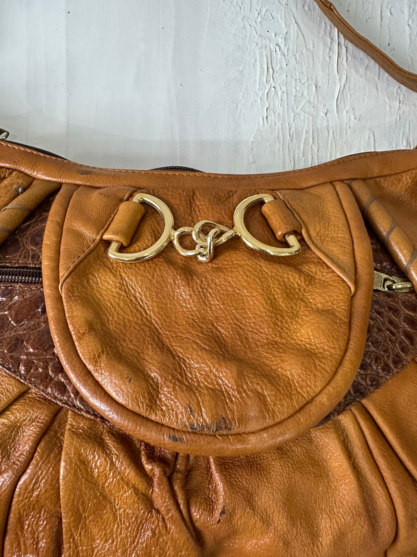 vintage edit thirty-three | brown faux leather shoulder bag