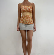 💻‼️small orange cheetah animal print vest with lace detail
