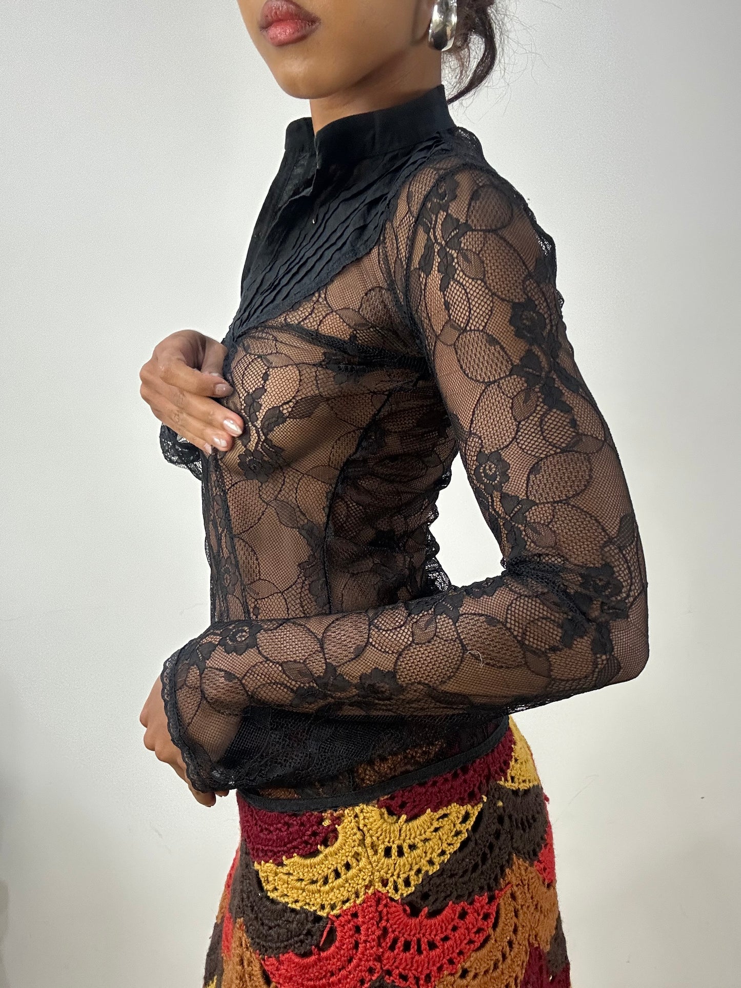 vintage edit: halloween | extra small black lace long sleeve top