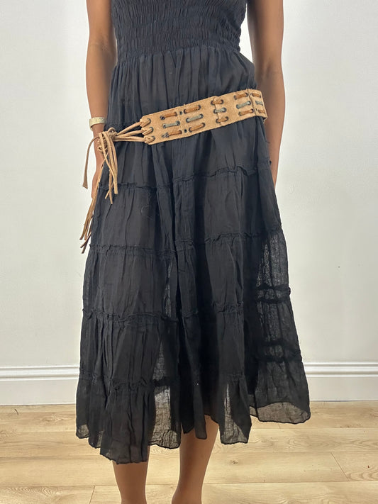 HIPPY CHIC DROP | brown suede tassel belt