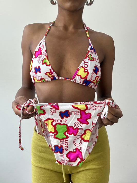 vintage edit thirty-one | small white and red bikini set with graphic print