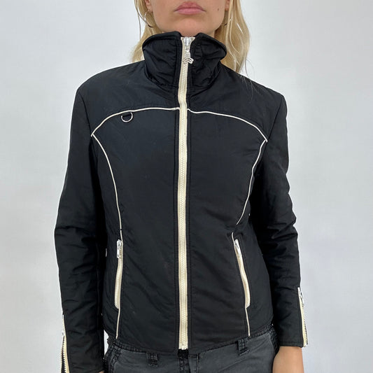 💚 BEST PICKS | small black biker style jacket with contrast zip