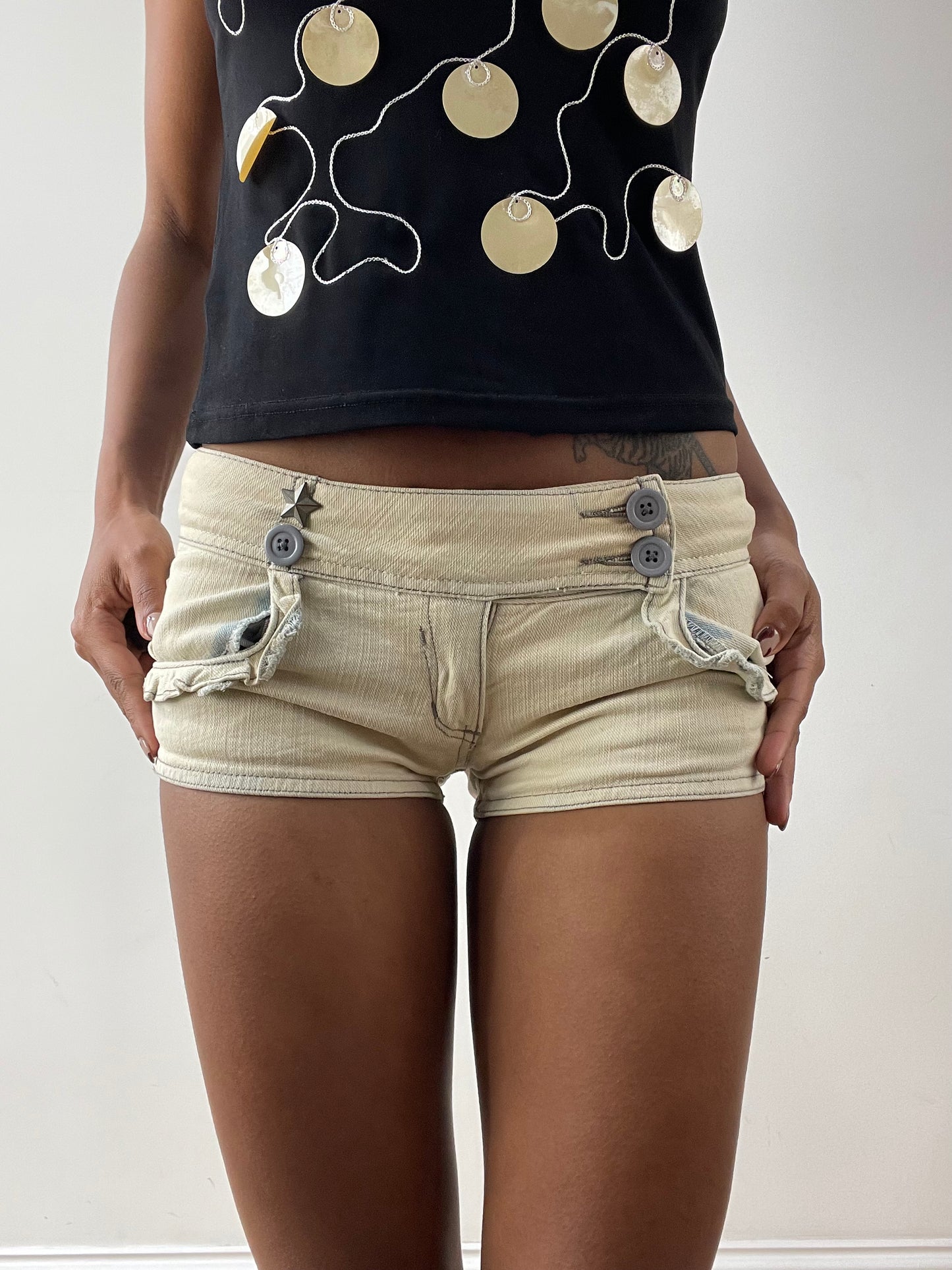 midsummer edit | extra small acid wash old bershka micro shorts