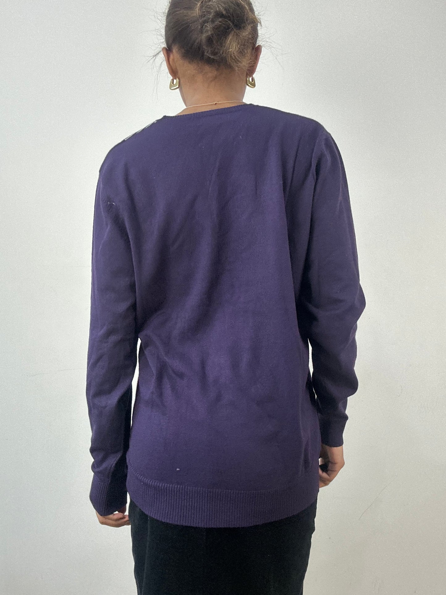 winter edit | large purple jumper with grey argyle print