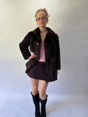 devil wears prada | medium brown button up fur coat