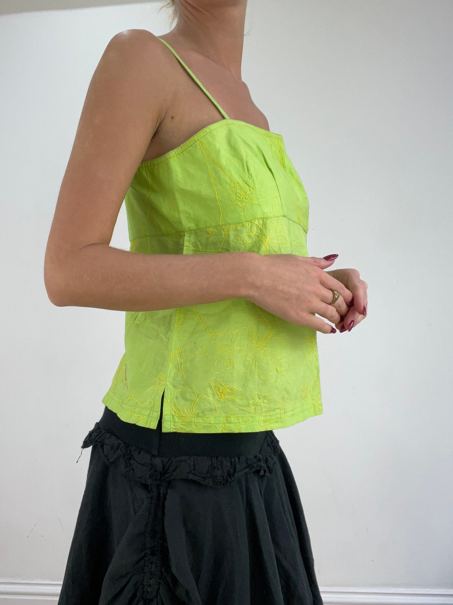 st patrick’s day | medium green and yellow linen cami