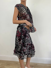 Vintage Edit drei | großes rotes und schwarzes Camirock-Set mit Leopardenmuster