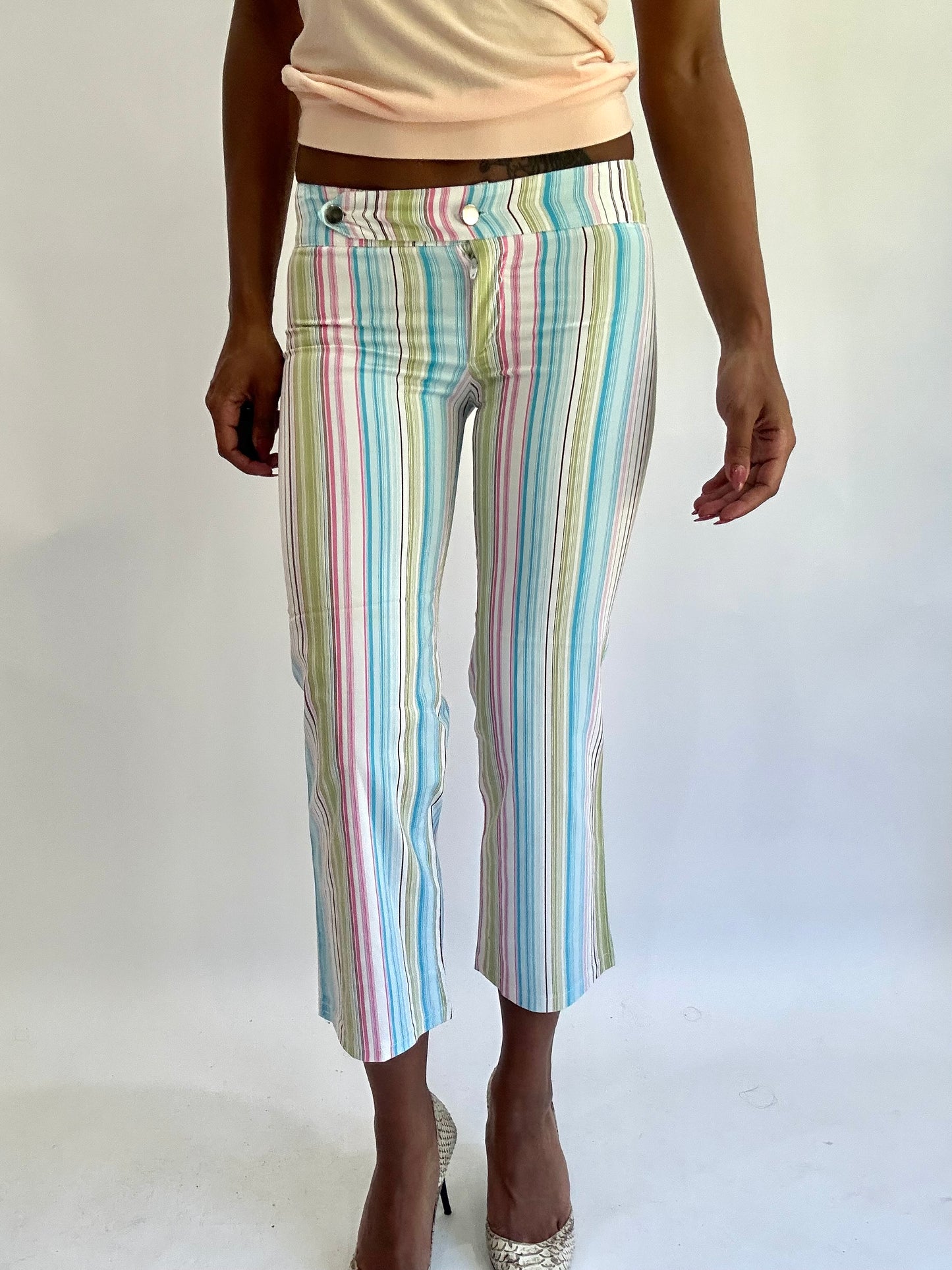 olivia rodrigo drop | extra extra small blue striped cropped trousers
