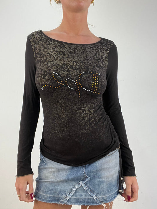 vintage edit fourteen | medium brown and gold long sleeve top