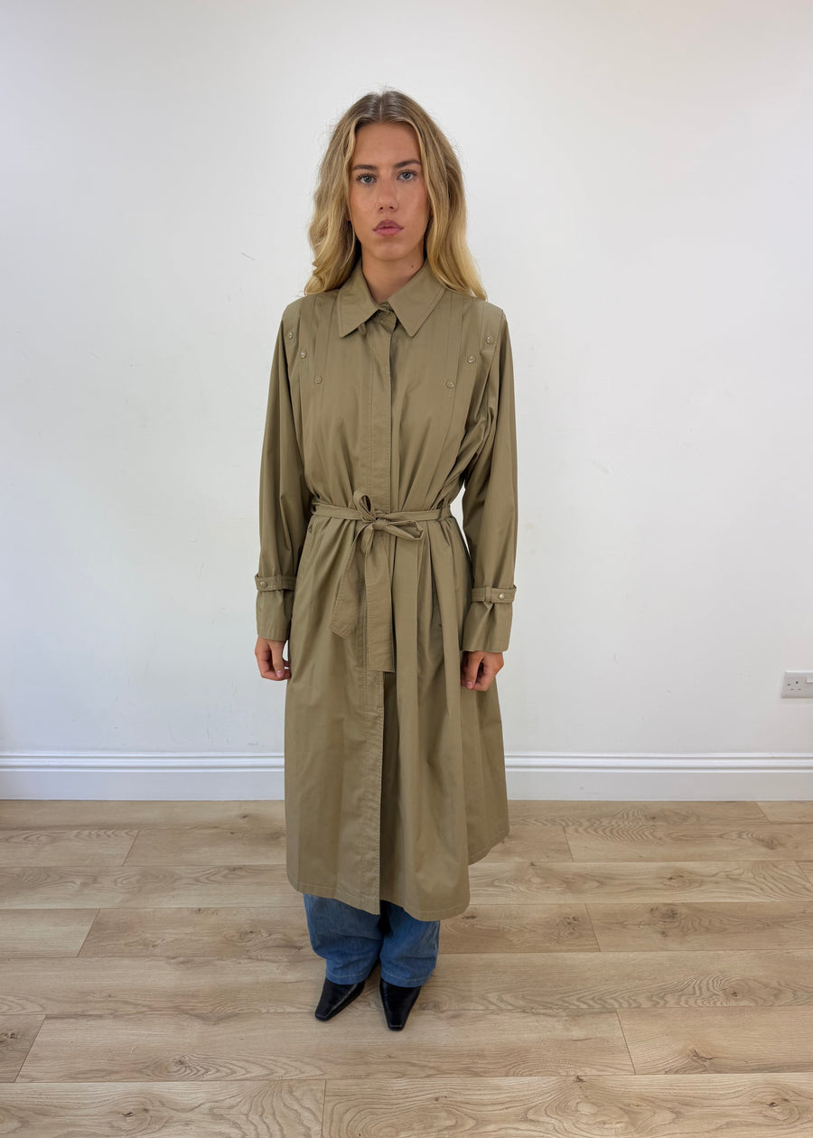large beige trench coat