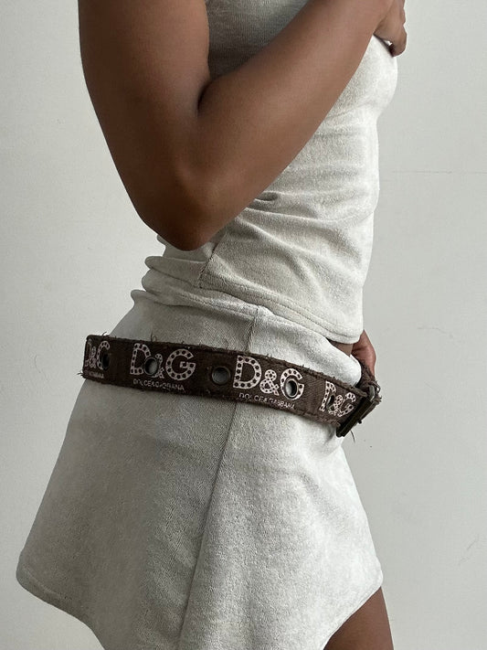 midsummer edit | one size brown dolce & gabbana style logo belt