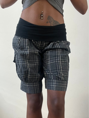 BEST PICKS | small black and grey plaid shorts with fold over waist
