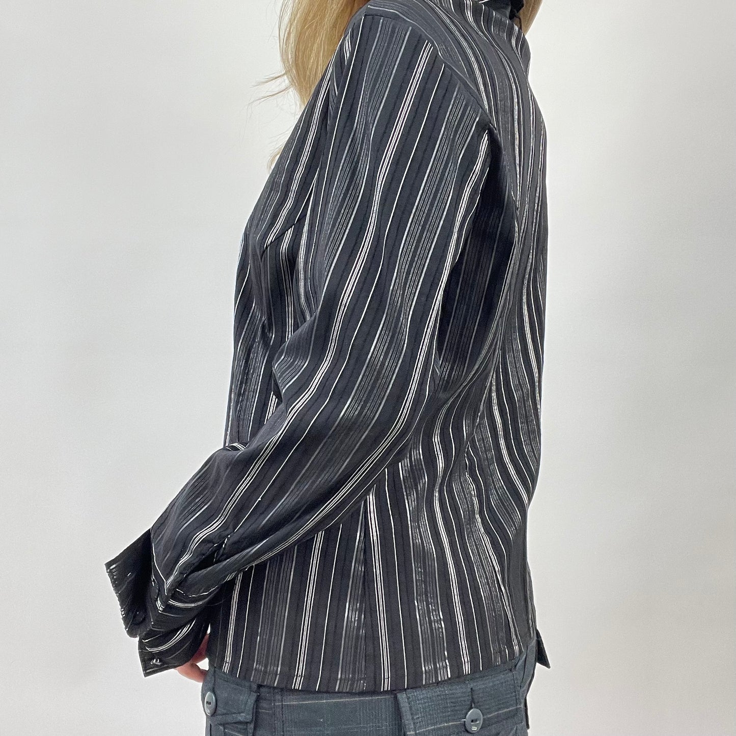 CORPCORE DROP | small black and silver pinstripe shirt