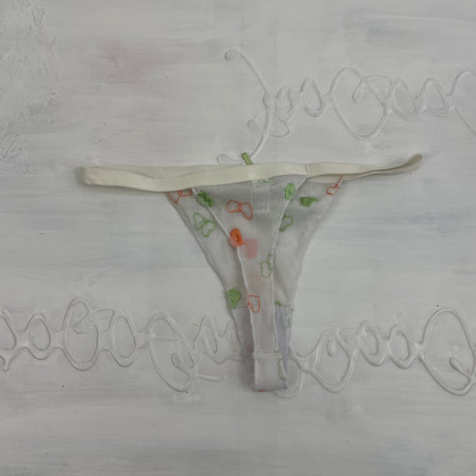 CHALET GIRL DROP | small white heart print mesh thong