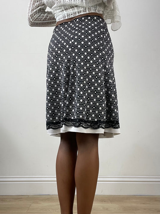 vintage edit: halloween | small black and white midi skirt with circle print