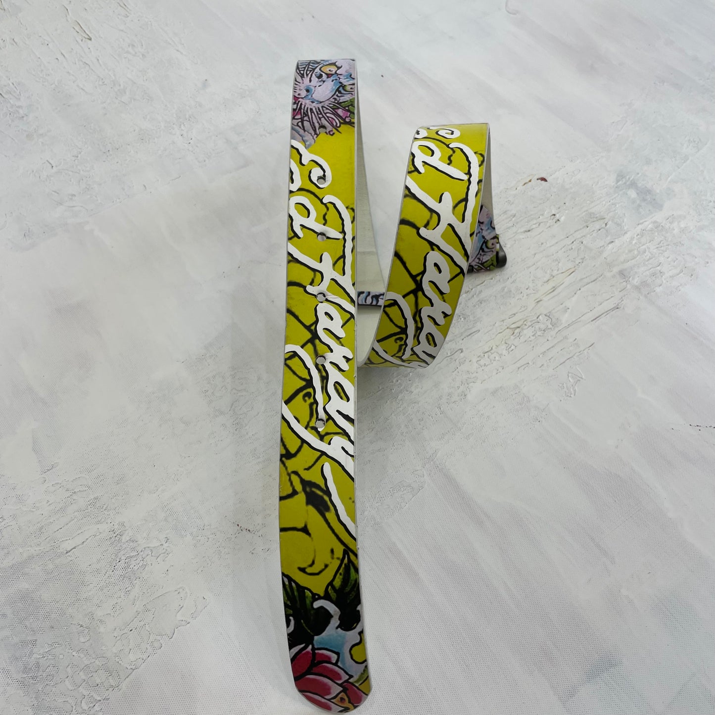 POSH AND BECKS DROP | yellow graphic ed hardy belt