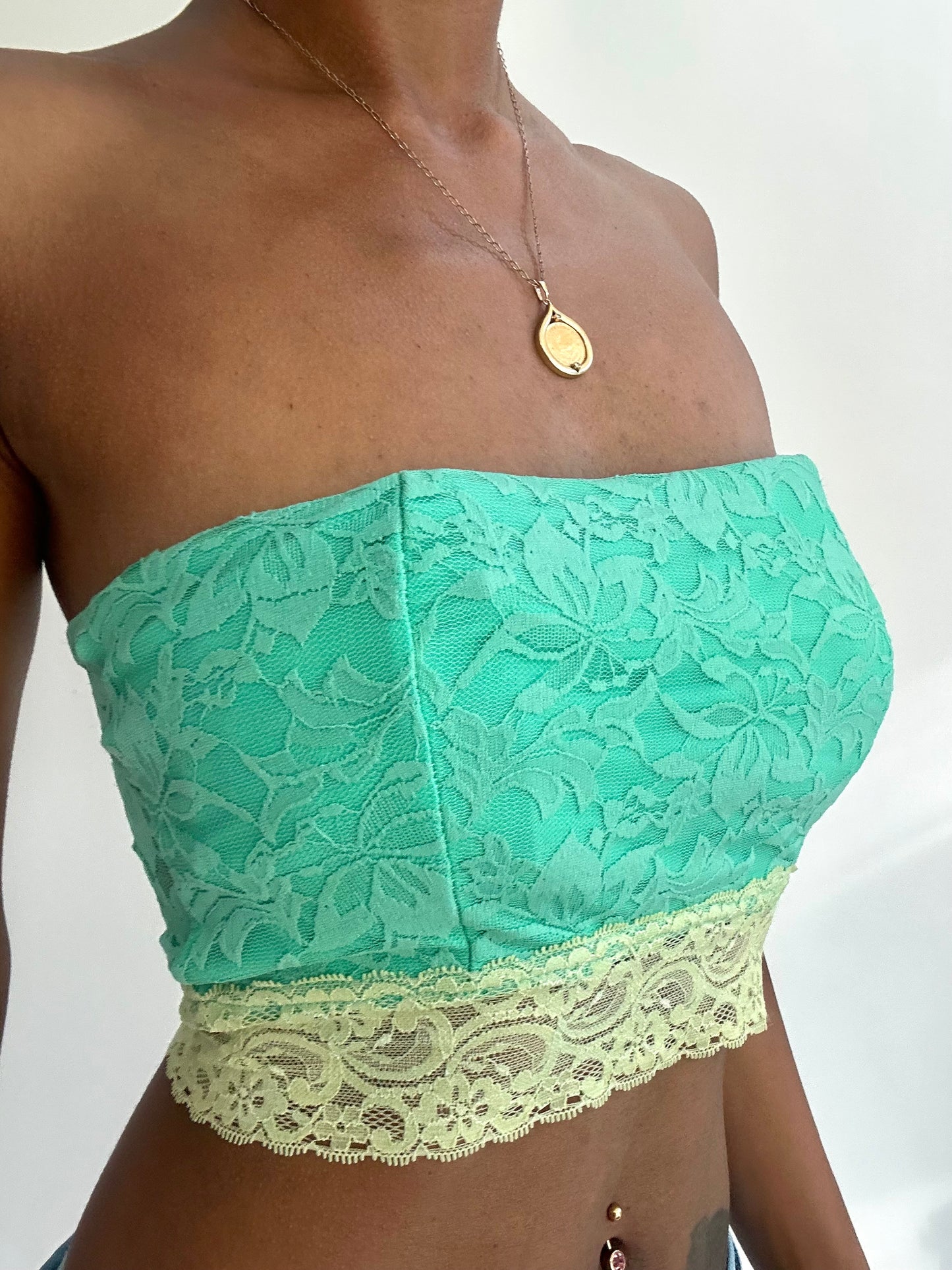 summermaxxing drop | small teal lace bandeau top