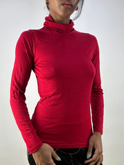 MOB WIFE DROP | small red high neck long sleeve top