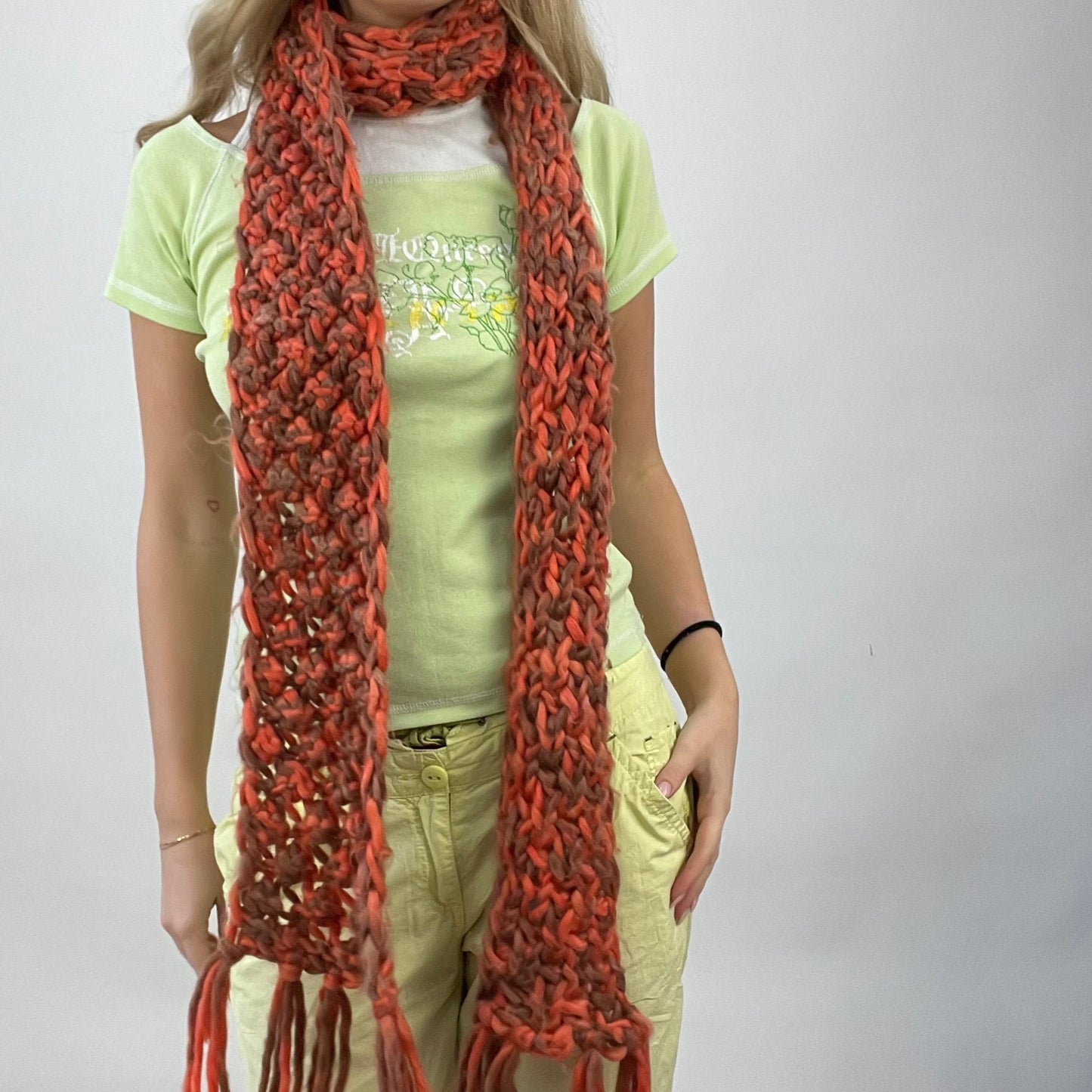 💻 COTTAGECORE DROP | orange chunky knit braided scarf