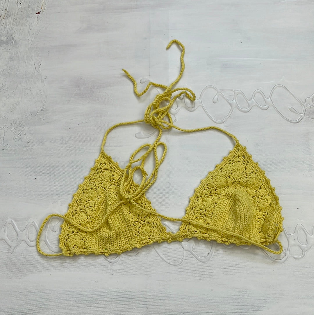 COCONUT GIRL DROP | small yellow crochet bikini top