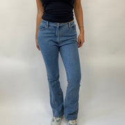 💻 POSH AND BECKS DROP | small blue high waisted jeans with embroidery detail