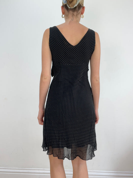 💚vintage edit twenty eight | small black and white mesh dress with polka dot print
