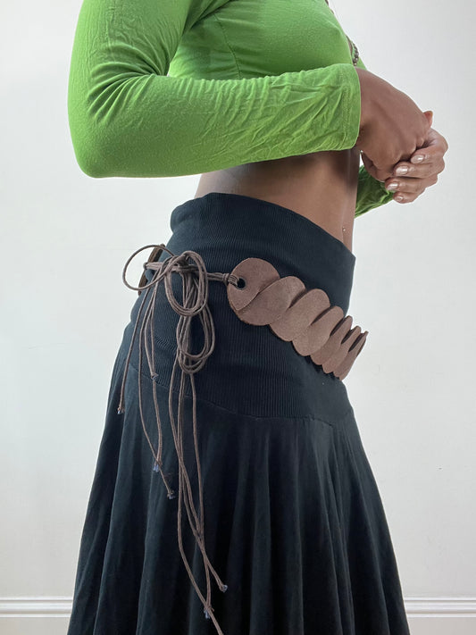 BEST PICKS | brown leather braided belt with tie up sides