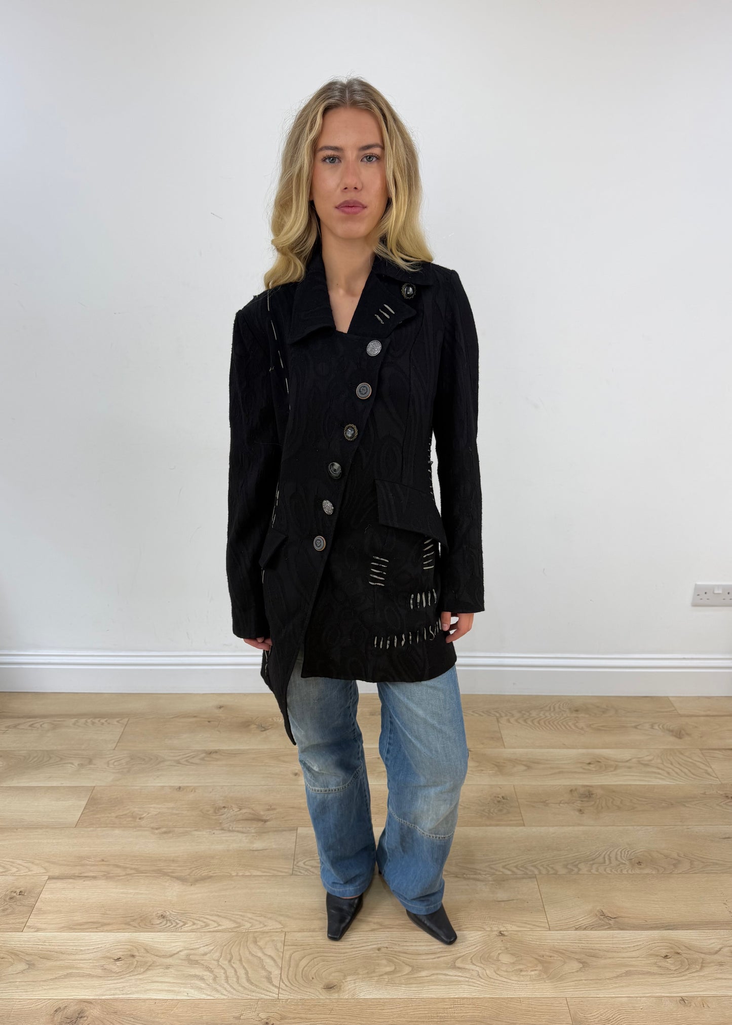 medium black save the queen jacket