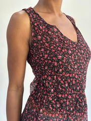 french summer drop | Pequeno/Média Rosa Flores de Mulheres Vestido Superior