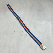 EUROS DROP | orange white and blue striped belt with bronze buckle