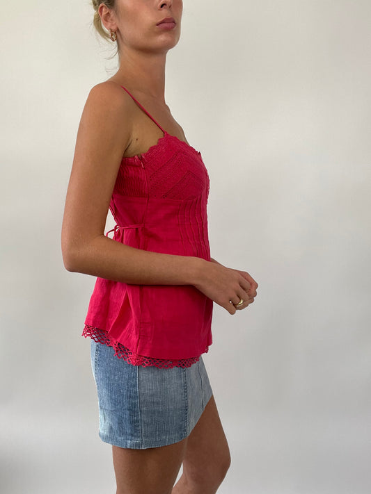 PALM BEACH DROP | small pink linen cami with buttons