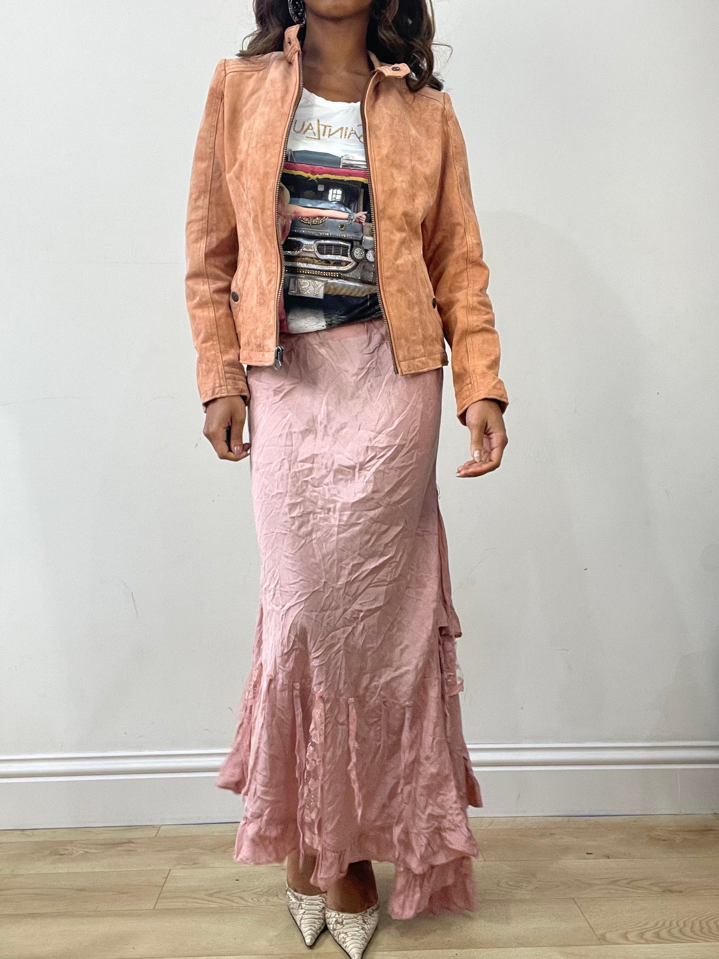 vintage edit: fashion week | small pink leather zip jacket
