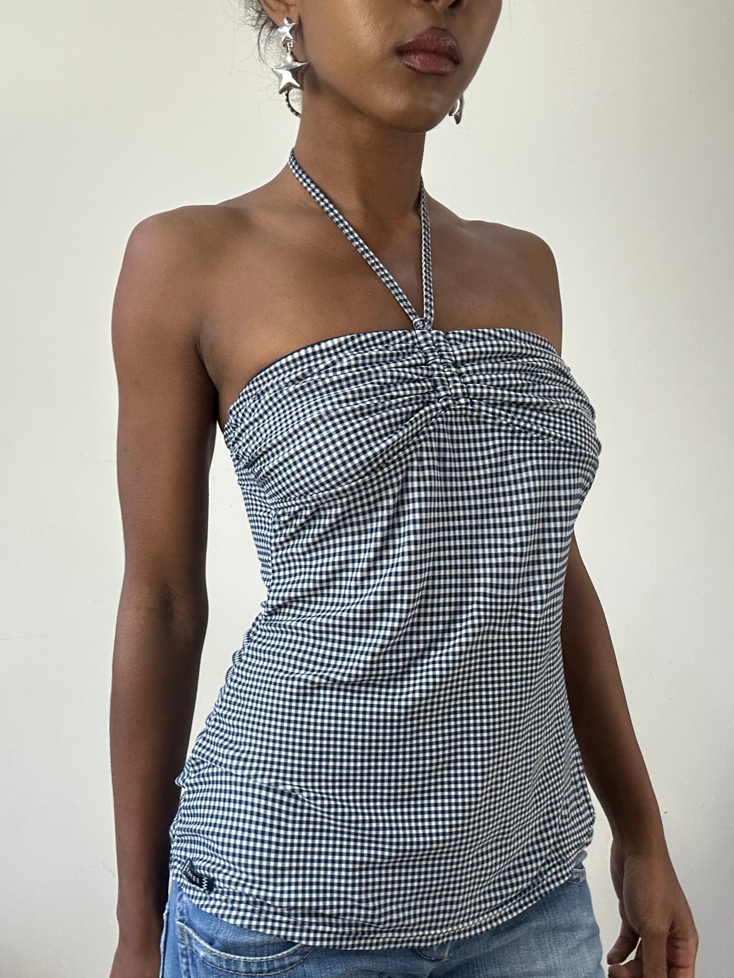 BEST PICKS | small black and white gingham halterneck top