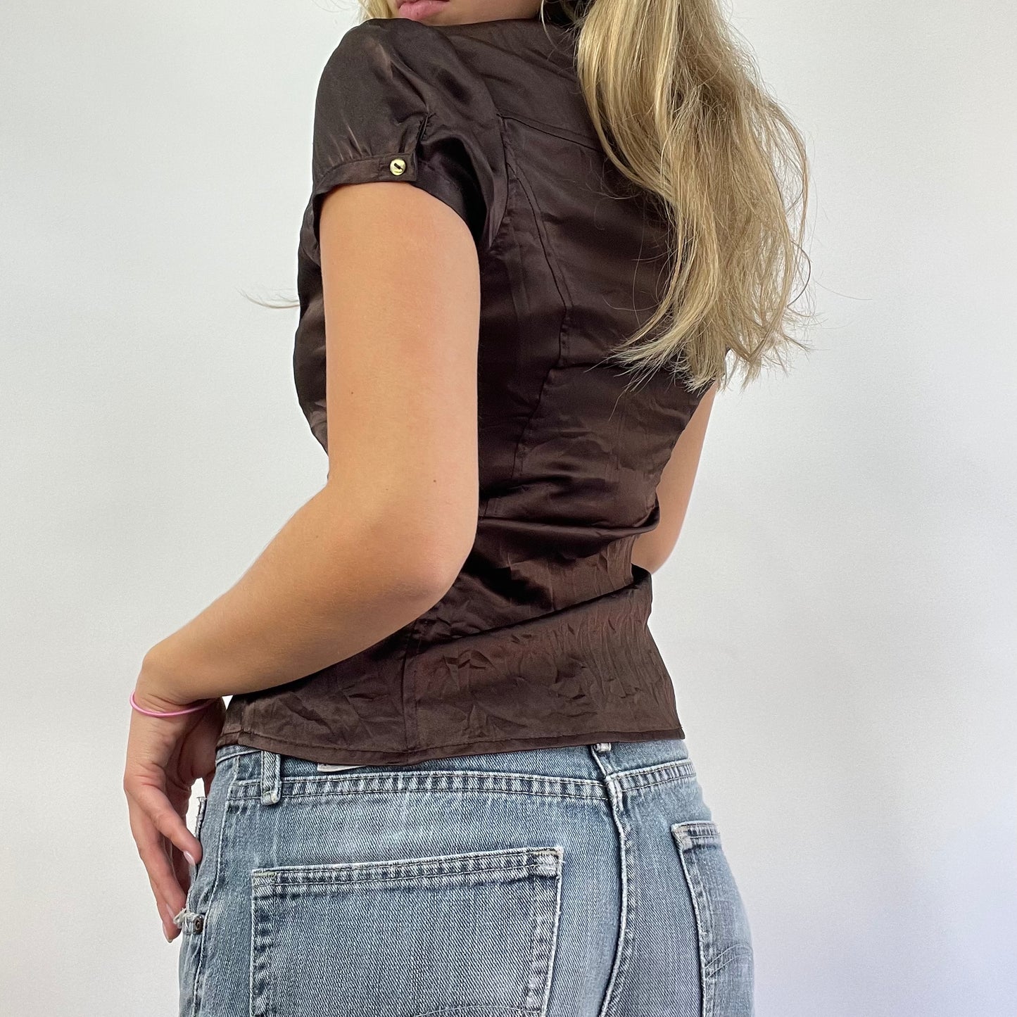 GRUNGE COQUETTE DROP | small brown silky shirt