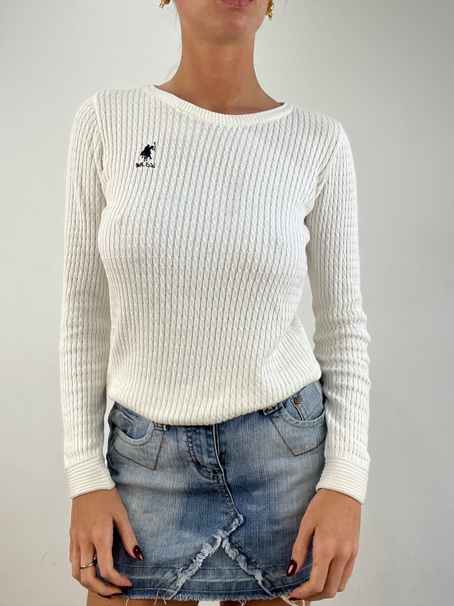 vintage edit fourteen | extra small white polo ralph lauren cable knit jumper