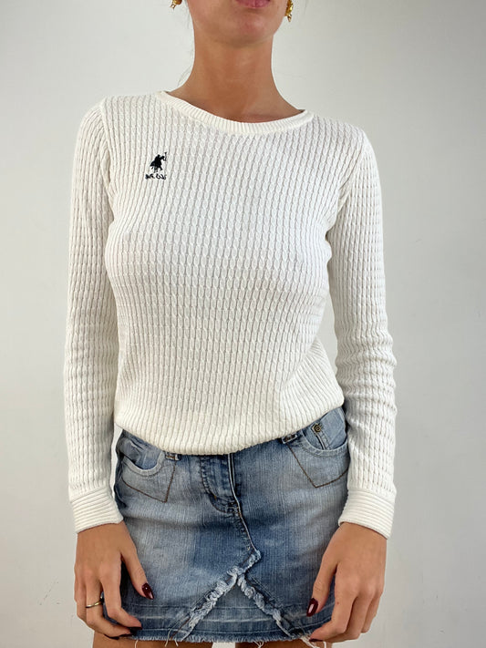 vintage edit fourteen | extra small white polo ralph lauren cable knit jumper