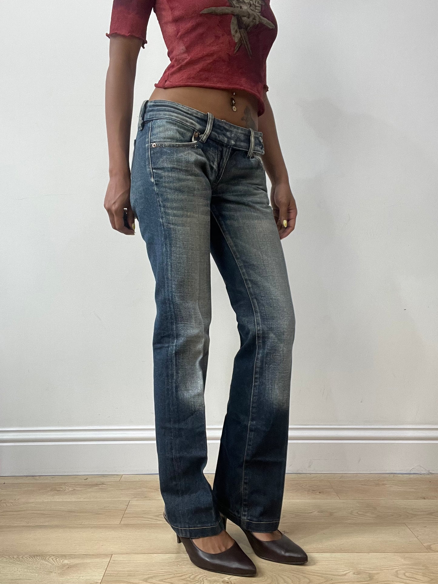 vintage edit thirty-two | small blue diesel straight leg denim jeans