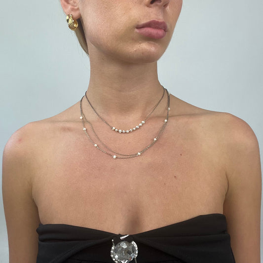 PROM SEASON DROP | silver three layered necklace