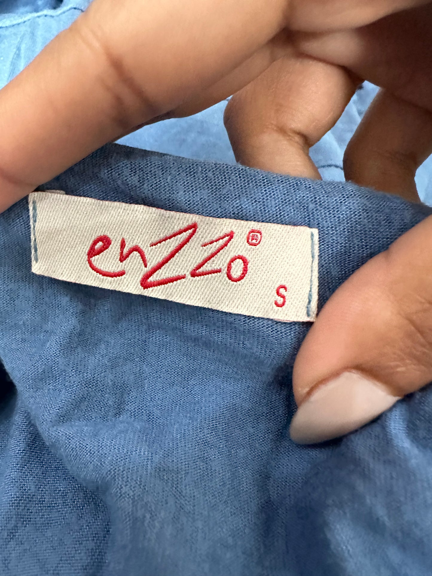 vintage edit eighteen | extra small blue asymmetric mini dress with diamanté flower