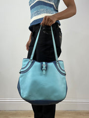 vintage edit thirty-four | blue faux leather shoulder bag